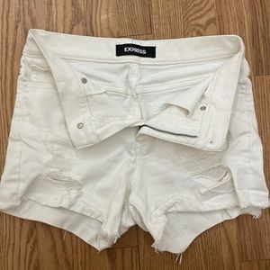 Express white denim jean short